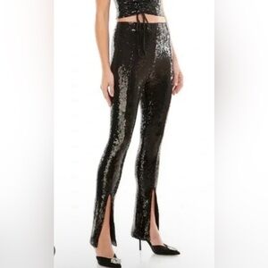 WAYF Emma Rose Womens XS All Over Sequin Legging Pants Black Glam Formal NWT